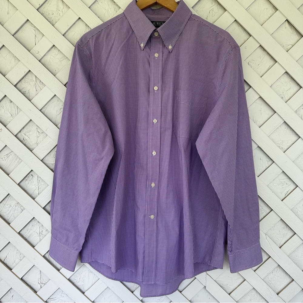 Lauren Ralph Lauren Gingham Regular Fit Stretch Long Sleeve Shirt 17, 34/35